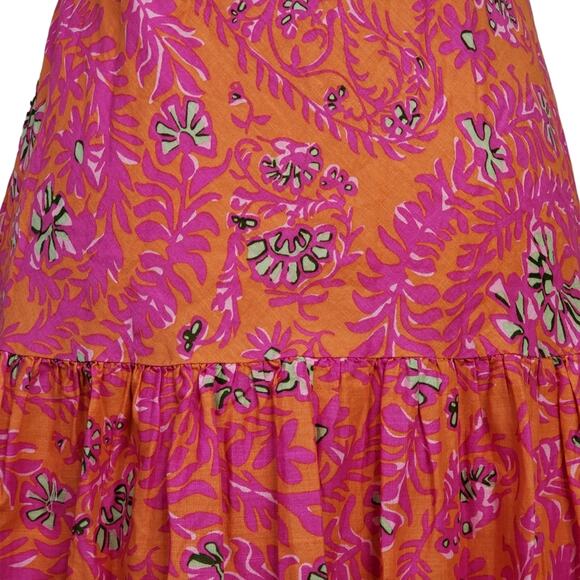 GAP Womens 6 Spaghetti Strap Orange Pink Floral Sundress - Picture 6 of 9